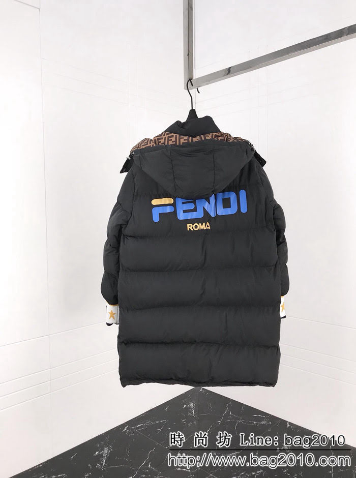 FENDI芬迪 18專櫃同步秋冬新款 全方位FF圖案 長款羽絨棉服 情侶款 ydi2215